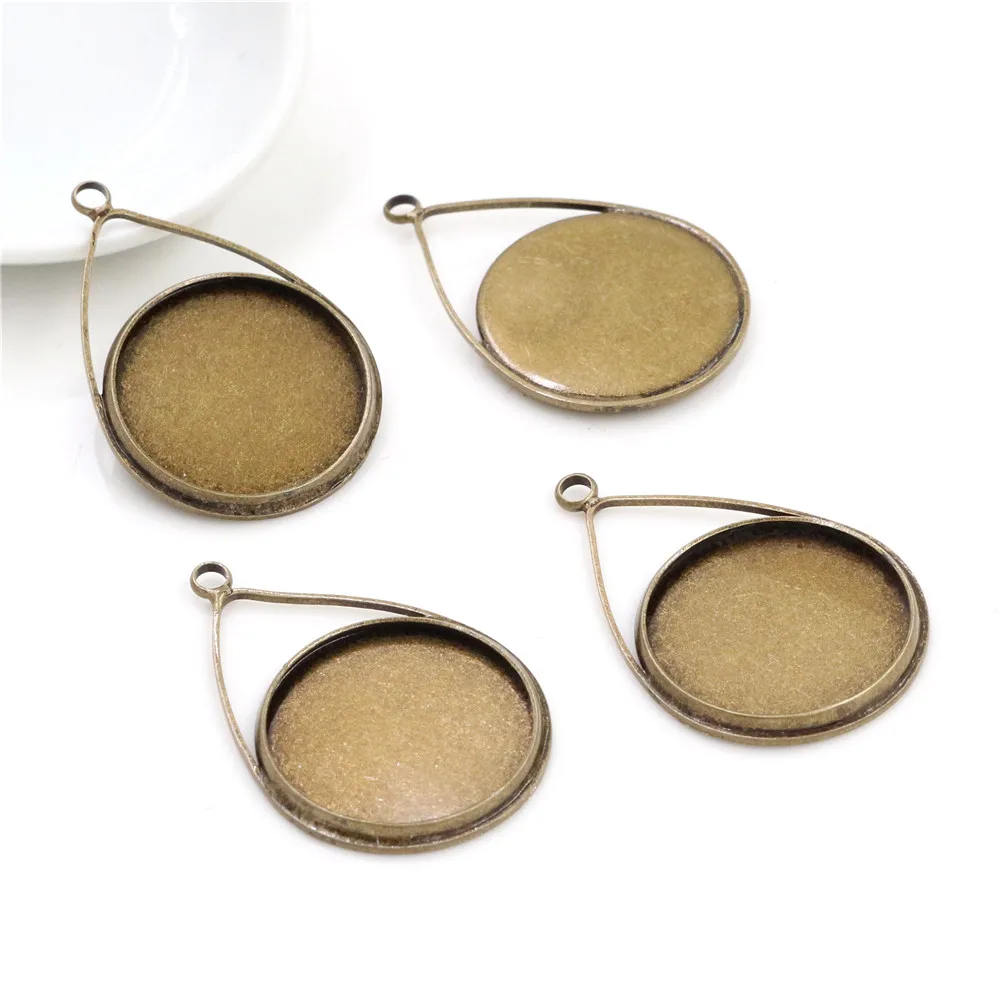5 sztuk 20mm rozmiar wewnętrzny jasny srebrny pozłacane i brąz czarny materiał miedziany Drop styl Handmade Cabochon podstawy Cameo baza wisiorek — zdjęcie 6