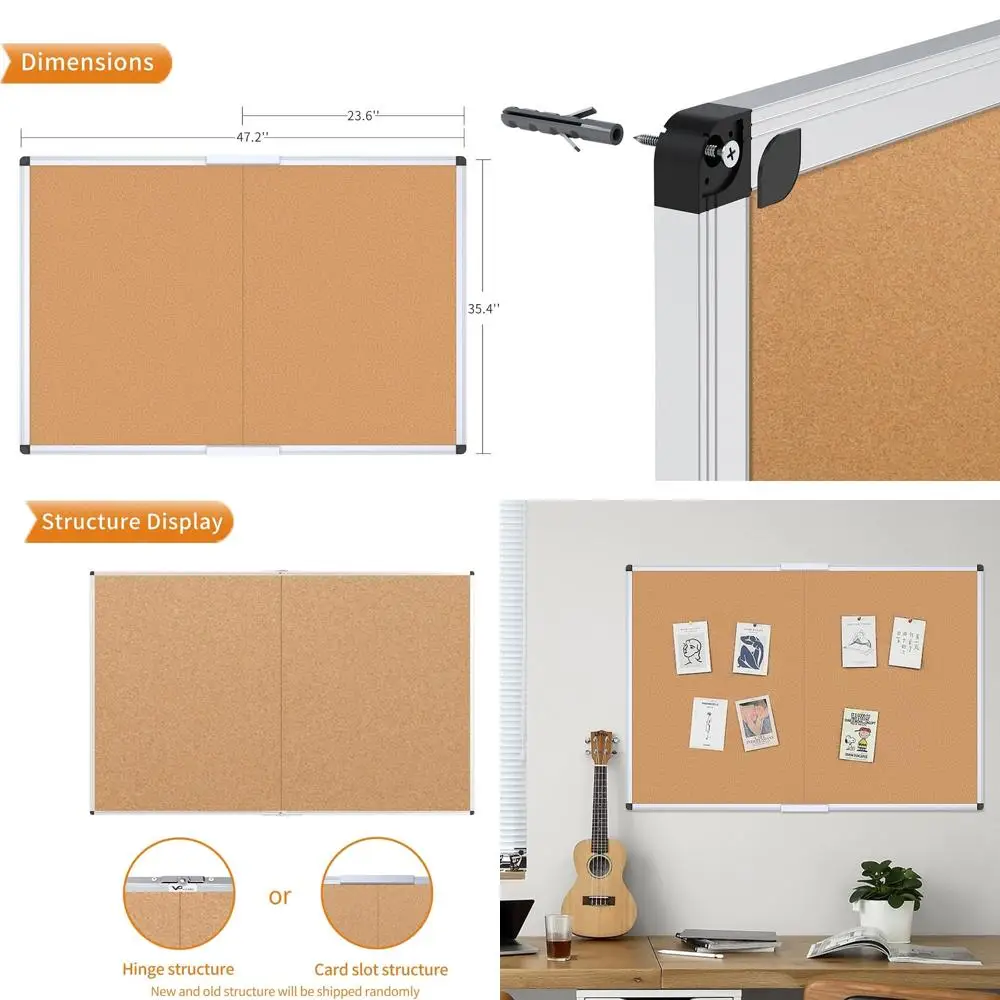 

Серебристая складная доска для заметок в алюминиевой раме, 48 x 36 дюймов, большая информационная доска