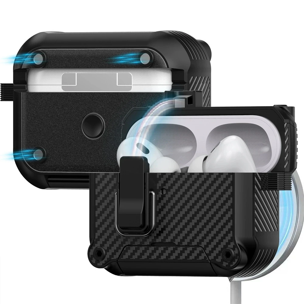 Bluetooth earphone case For AirPods pro3 protective case magnetic automatic switch for Airpods 4 pro2 anti-drop with Hook