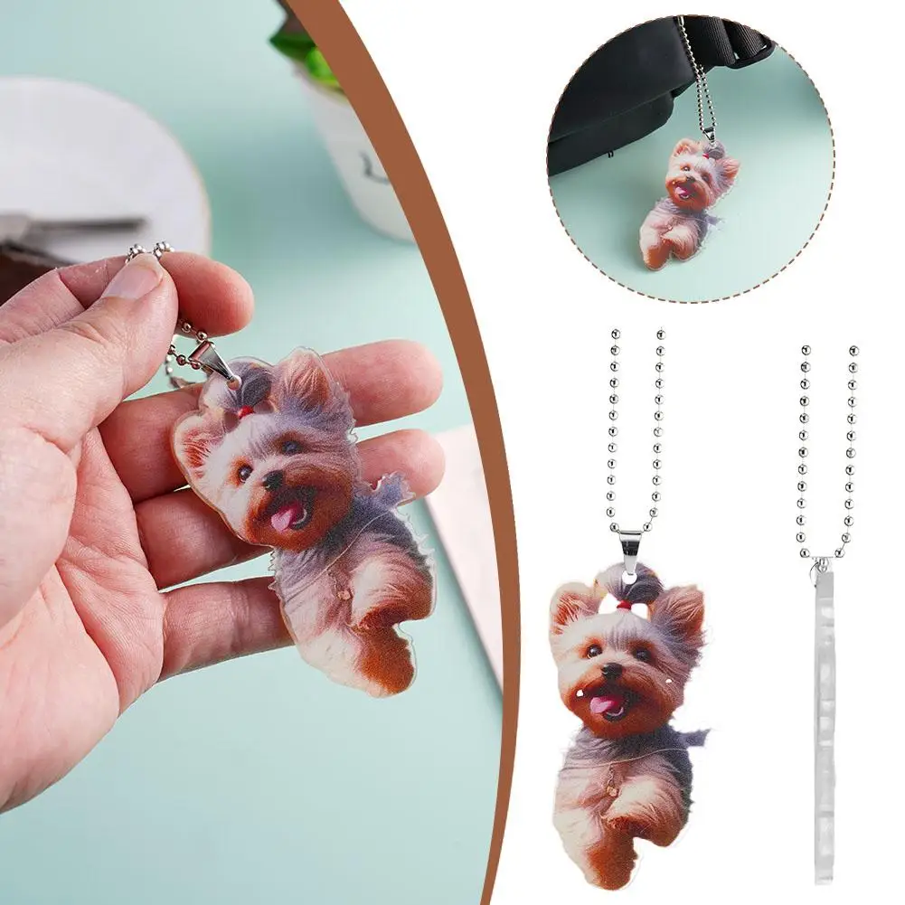 Yorkshire Terrier Dog Acrylic Pendant Versatile Charm Cute Puppy Keychain For Car Mirrors, Backpacks & Home, Festive Party B3E4