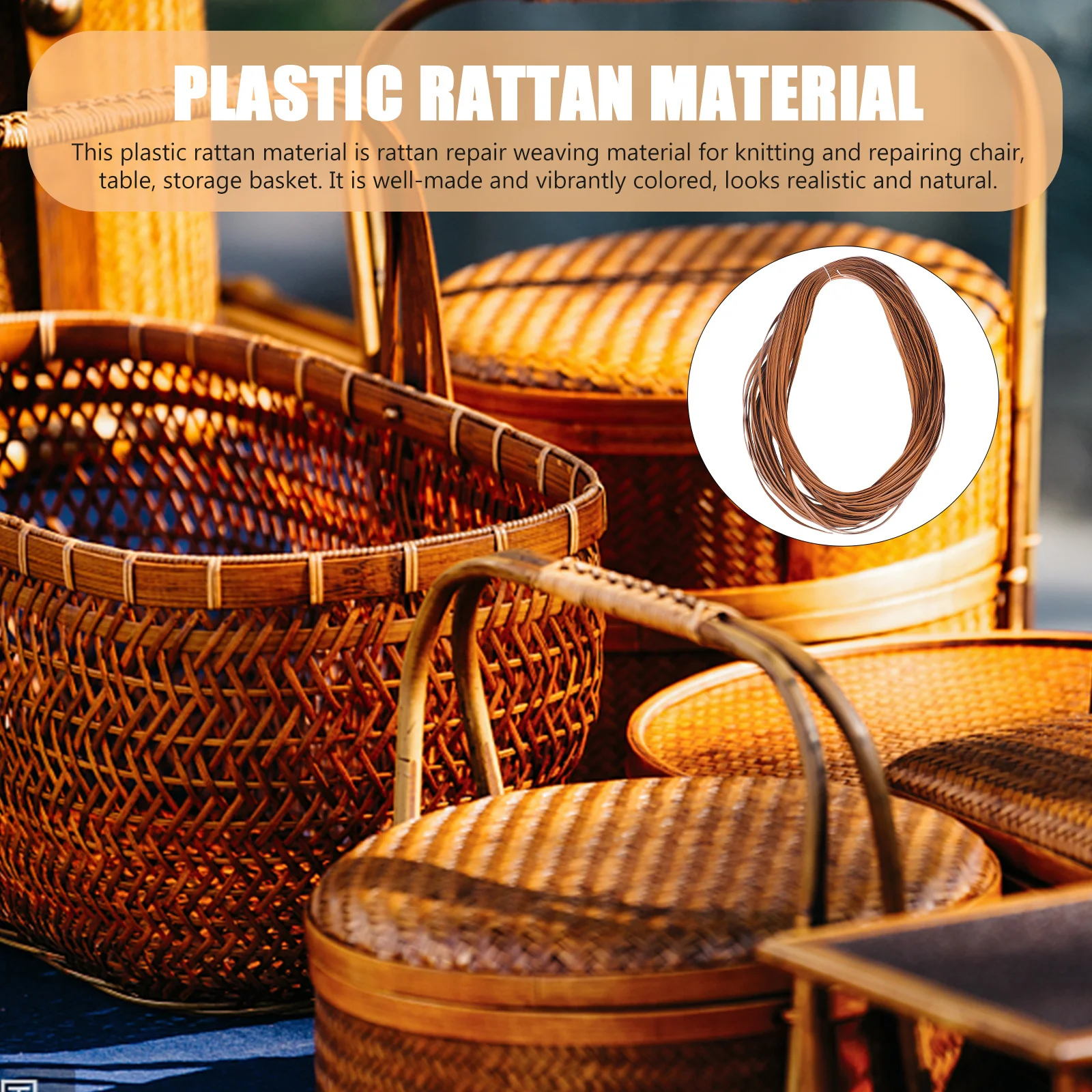 

Plastic Pe Rattan Chair Repair Material Flat Flexible Durable for Bench Chair Table Rattan Furniture Repair Supplies