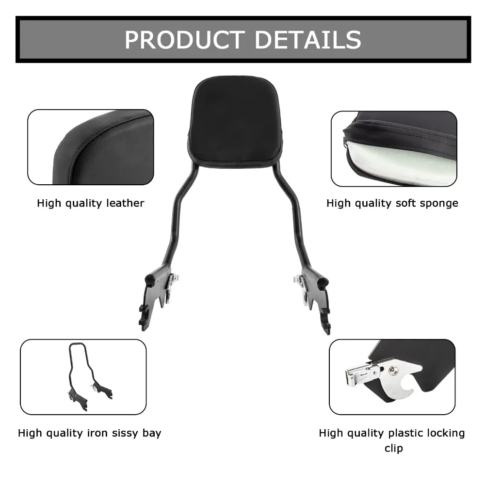 Motorcycle Passenger Seat Backrest Sissy Bar Freely Removable for Harley Softail Slim FLSL Dyna Street FXBBS 107 114 2018-Up