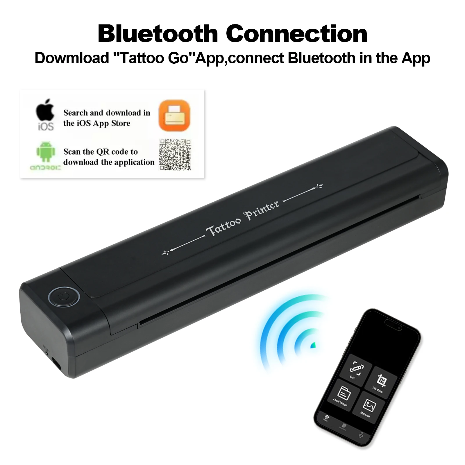Bluetooth Tattoo Stencil Printer Wireless Tattoo Transfer Printer Thermal Stencil Transfer Copier PDF Photo Drawing Printing