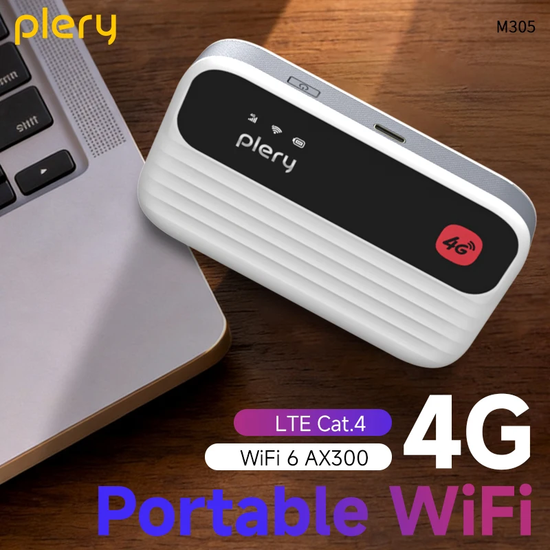 PLERY 4G WiFi Router Nano SIM Card Portable Wireless LTE Router Modem WIFI6 Wifi Sim Card Pocket Hotspot Antenna WIFI Dongle
