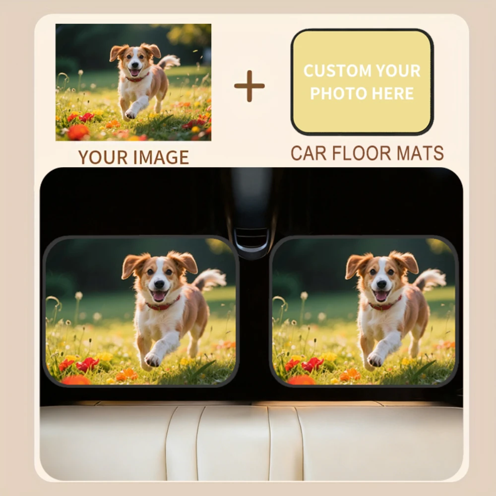 1 Set/2 Sets Custom Car Floor Mats with Personalized Image Design, Durable & Easy To Clean Interior Accessories