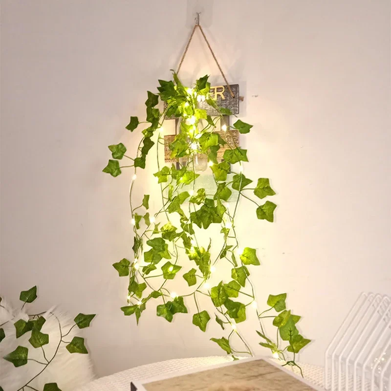 Imagem -05 - Solar Vine String Lights para Decoração ao ar Livre Led Artificial Rattan Planta Verde Ivy Lâmpadas Resistente à Água Maple Leaf Guirlanda Lâmpada