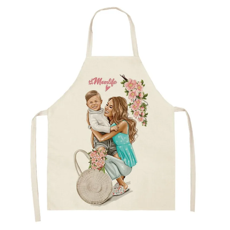 2024 New Apron Mother\'s Day Parent-child Apron Home Kitchen Men\'s Cooking Anti-fouling Linen Sleeveless Bib