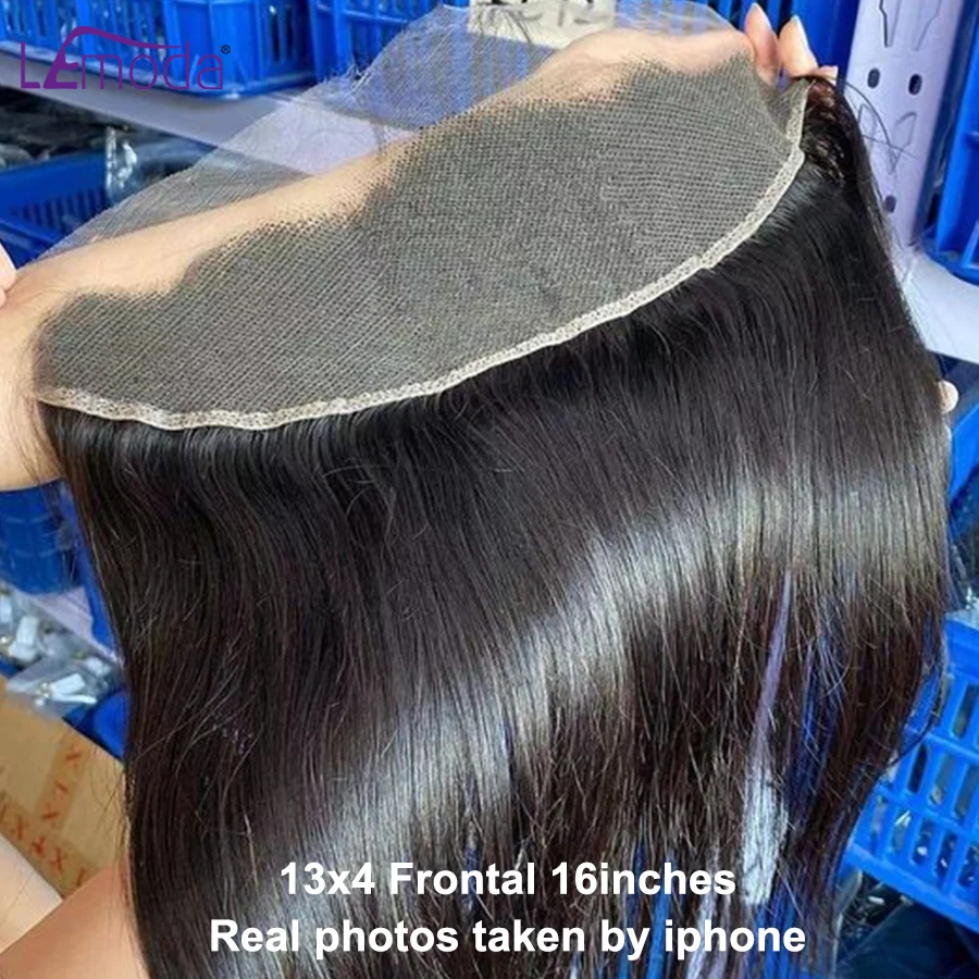 Lemoda-Cabello Humano liso de 5x5, 6x6, cierre Frontal de encaje transparente, HD, 13x6, 13x4, Remy