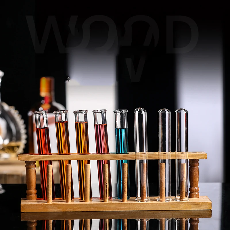 Bamboo Test Tube Vial Shot Glasses Holder Rack, Great For Scientific Experiment,Halloween,Christmas,Party Party Decoration