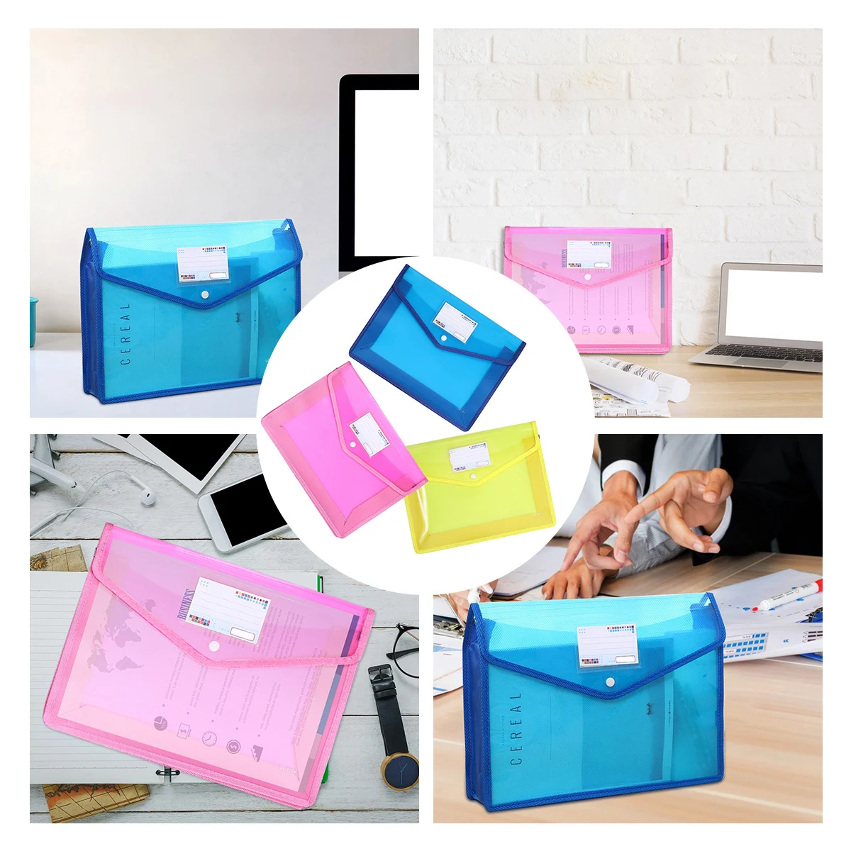 

3 Pcs Waterproof Document Document Folder Folder Blue Plastic File Pouch Rack Holder Lightweight Storage ganizer