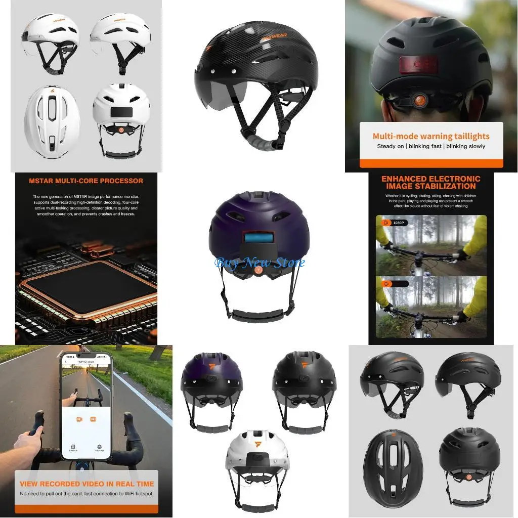

20CE Advanced Helmets with Integrated 4K Camera Innovative Helmets Intelligent Cycling Headgear Simple Operate for Cyclists