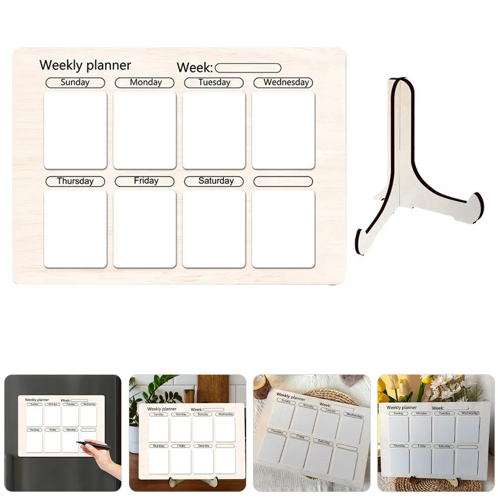 

1 Set Magnetic Board Acrylic Wood Menu Board for Fridge Dry Erase Writing Meal Planner Household Schedule Memo Reusable Smooth