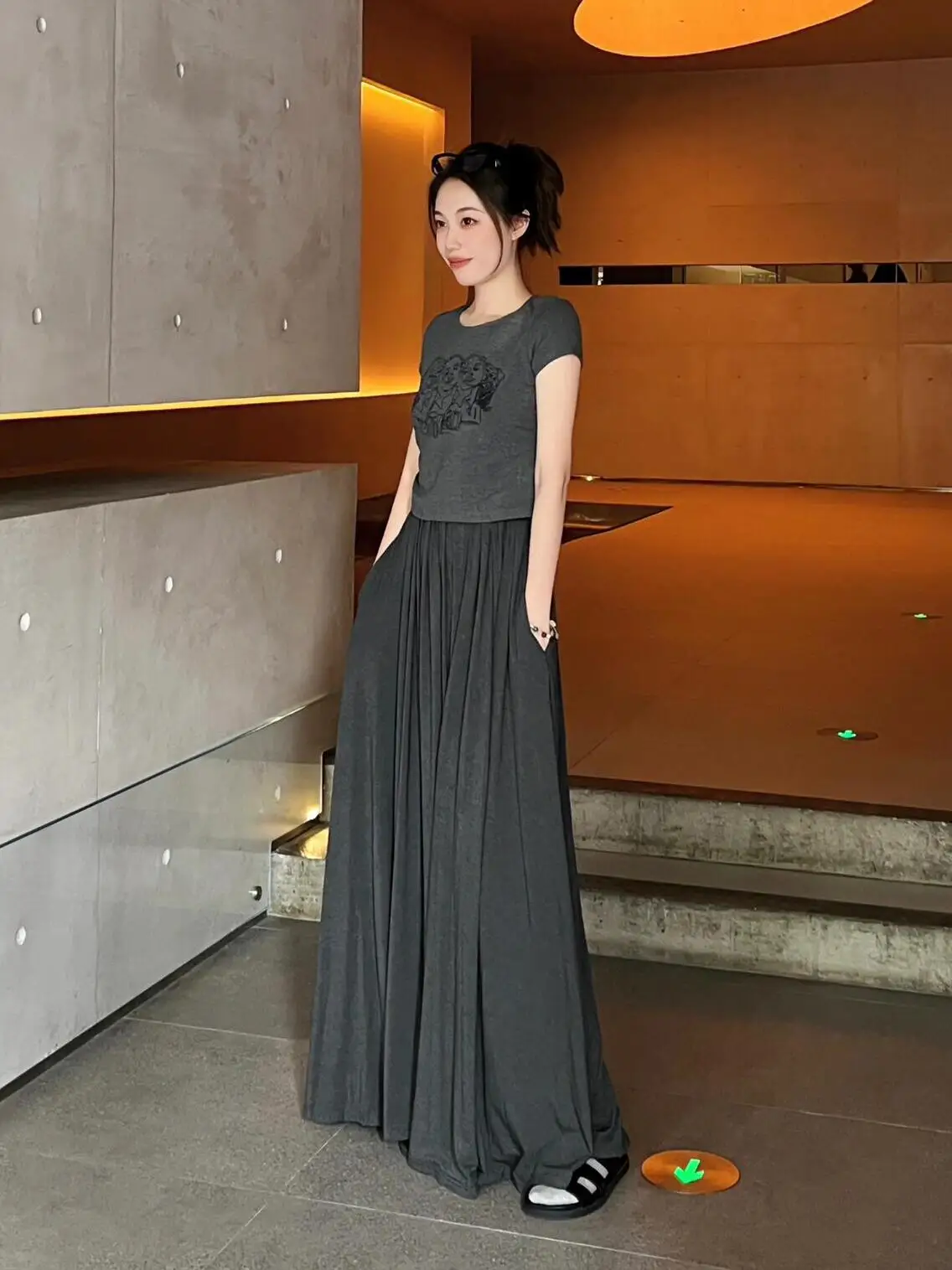 Jupe mi-longue en mousseline de soie pour femmes, longueur cheville, allongée, élégante, amincissante, longueur f, polyvalente