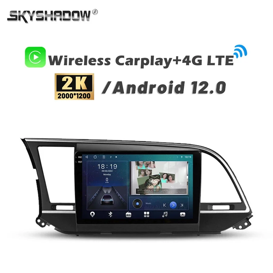 2000*1200 Carplay Auto Android 14 8G+128G Car DVD Player GPS Map Camera WIFI Bluetooth RDS Radio For Hyundai Elantra 6 2015-2018