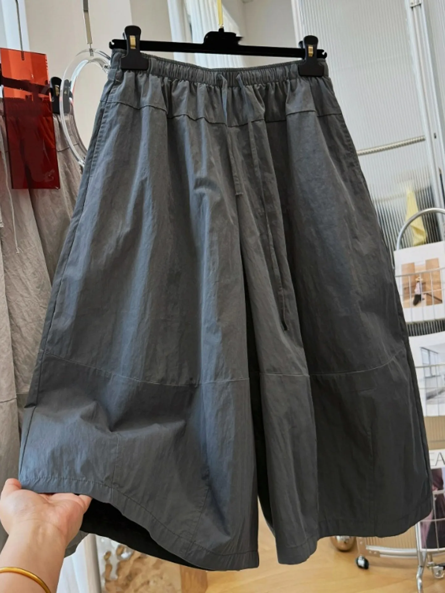plus Size Women's Wide Leg Pants Skirt Summer Thin Quick Dry Loose Lazy Style Straight Casual Balloon Pants High Waist Elasti...