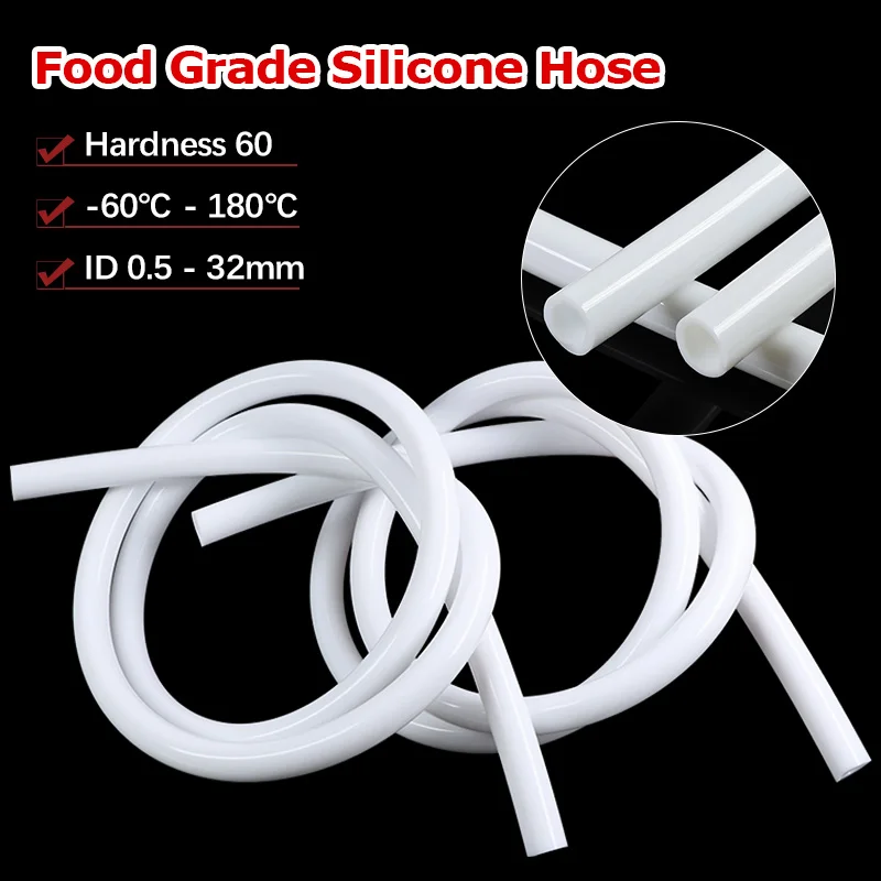 1-20m High Temperature Resistant Food Grade Silicone Hose Dia 0.5mm ~ 32mm Odorless Household Straw Drinking Water Pipe White