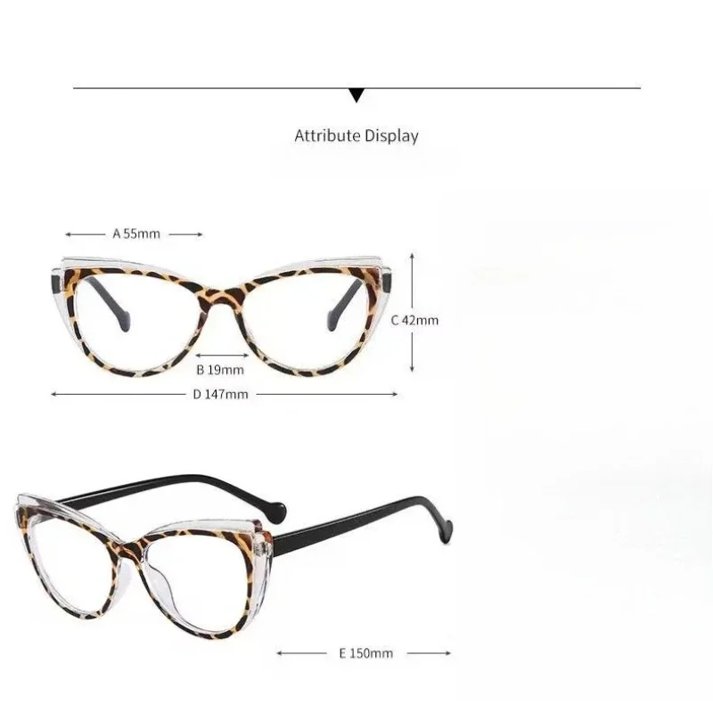 Men's and Women's Photochromic Myopia Glasses Fashion Cat Eye Comfort Large Frame Minus Diopter Eyeglasses Diopter 0 To -4.0