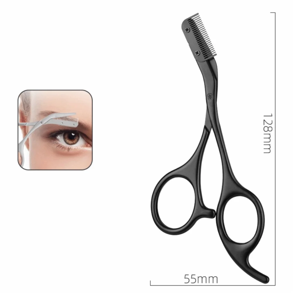 Stainless Steel Eyebrow Scissors Metal Texture Built-in Comb Epilator Cut Comb All-in-One Shaper Eyebrow Trimmer Makeup Tools