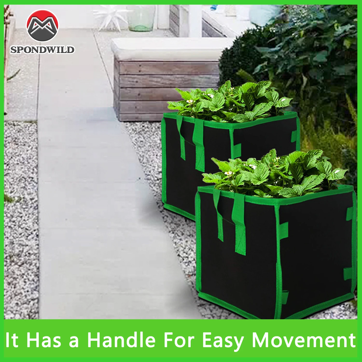 

4 шт. квадратные мешки для выращивания растений с зеленым краем, набор горшков из нетканого материала, садовые горшки для аэрации для цветов, трав