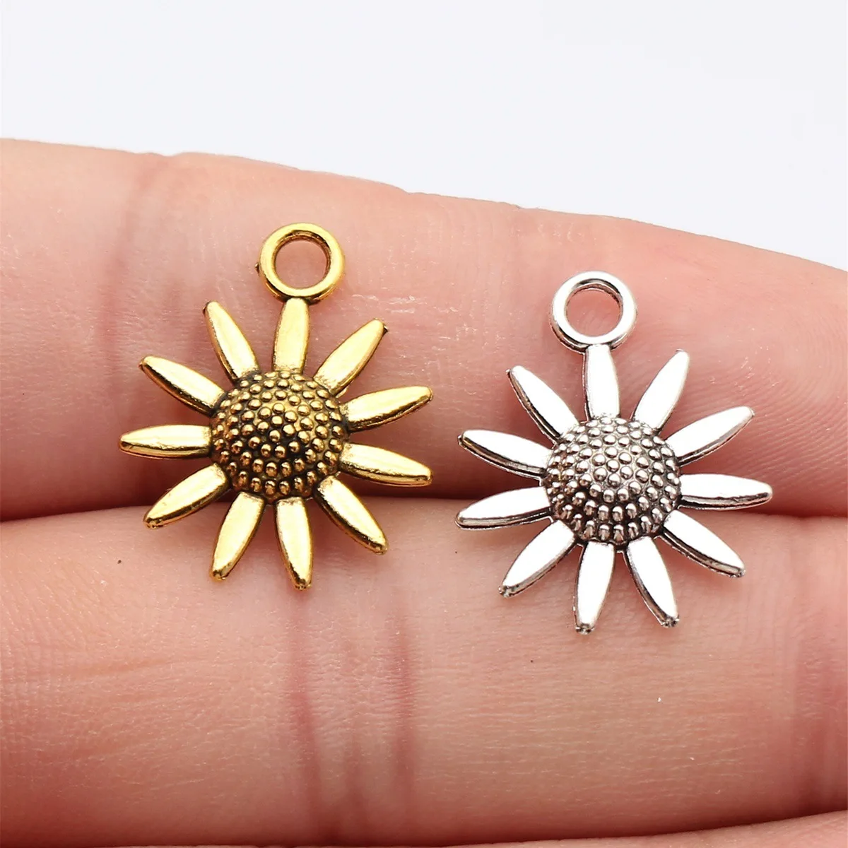Bloom Flower Metal Charms Pendant Wedding Floral Jewelry Parts Charm Pendant For Women Girls Jewelry Gift Handmade Craft Suppl
