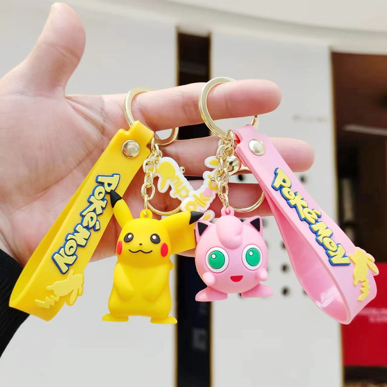 Adorável Pokémon Cuties Chaveiros, Pikachu, Squirtle, Jigglypuff, Bulbasaur, Psyduck, Decorações chave do carro para os amantes