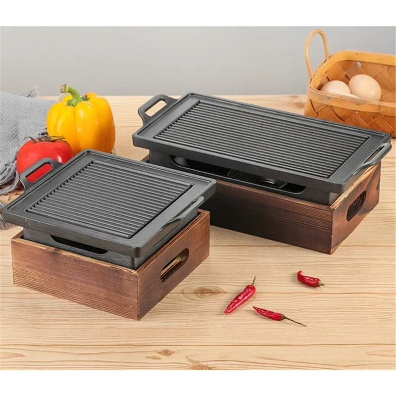 Korean Japanese Barbecue Grill Smokeless Portable BBQ Grill Charcoal BBQ Oven Alcohol Stove Household Non-stick korean bbq table