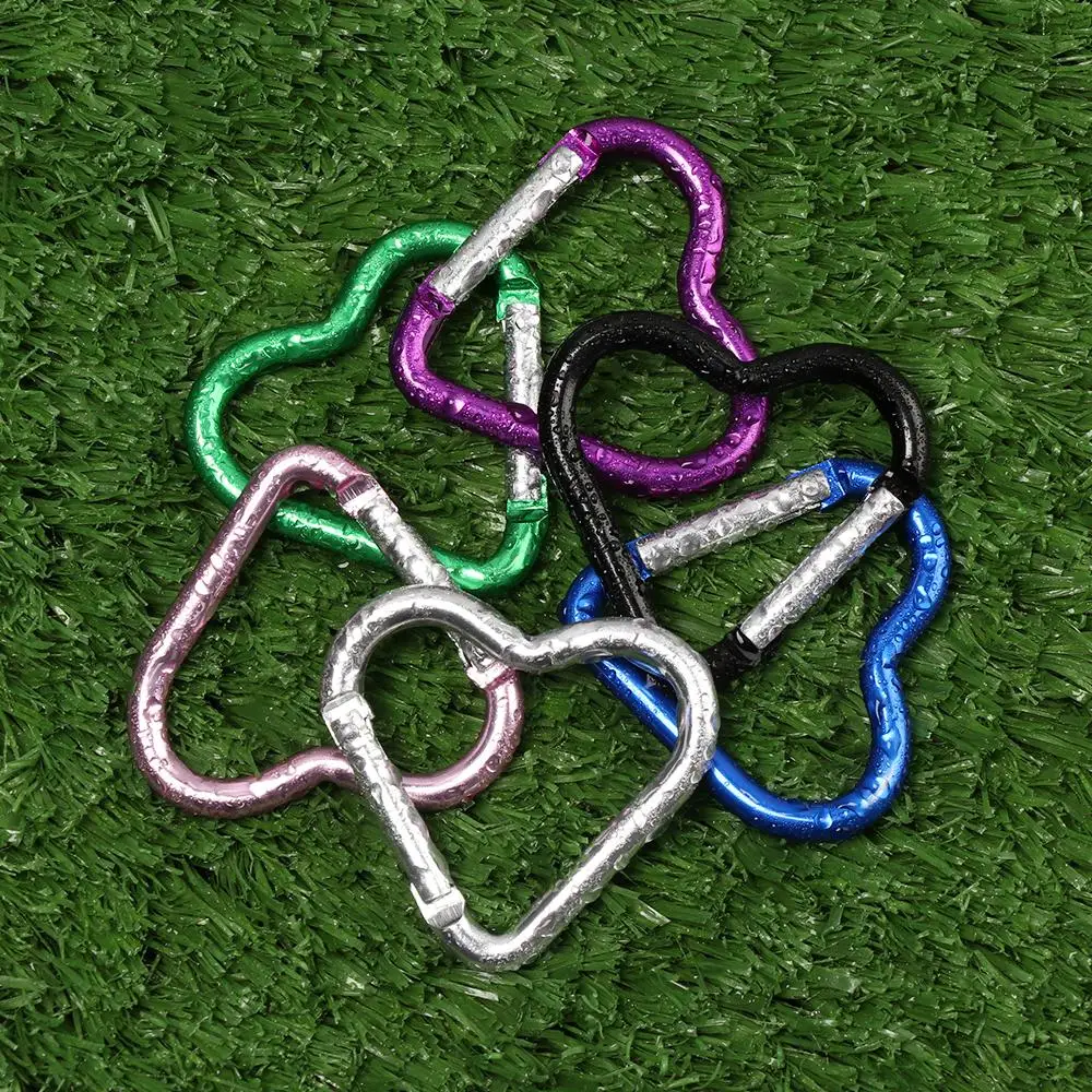 3/6/9pcs Aluminum Carabiner Keychain Clip Keyring Hook Heart-shaped Buckle Travel Kit Climbing Accessories Outdoor Camping Tool