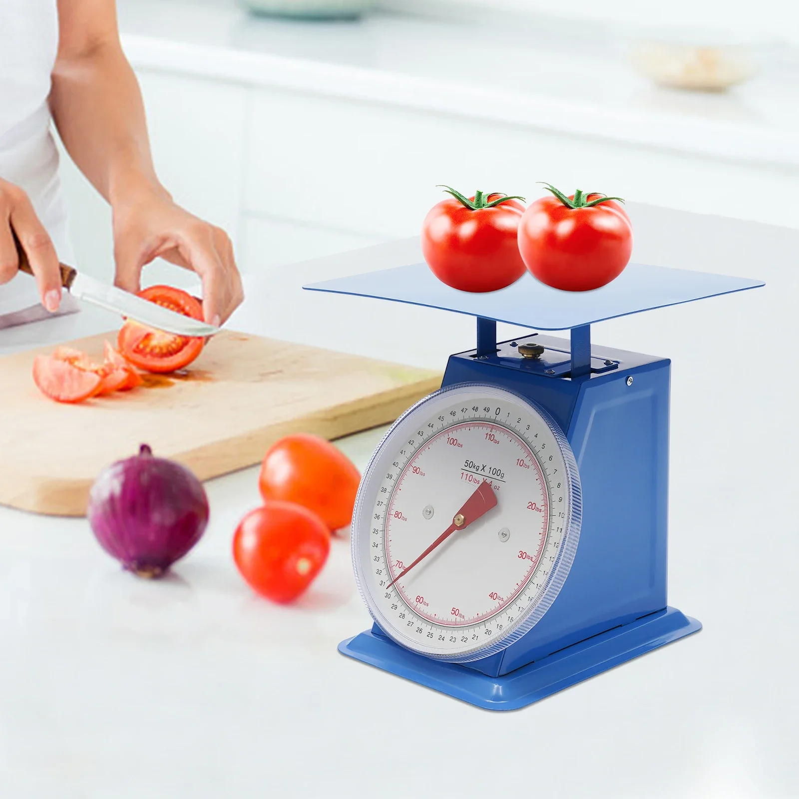 

0.1kg/0.22lb Mechanical Kitchen Scale w/ Large Platform - Dial Food Scale for Precise Portion Control, Cooking & Industrial Use