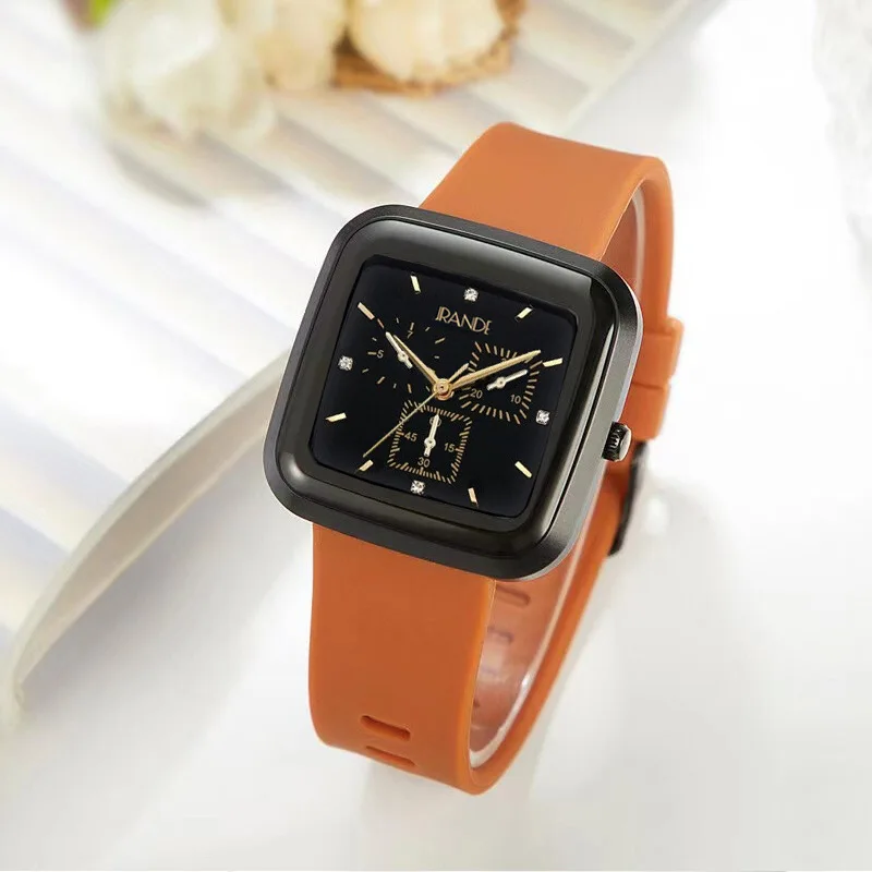New Stylish Wristwatch With A Large Square Dial, Unisex Design.  Watch And Clock Accessories, Fashionable Quartz Watch.