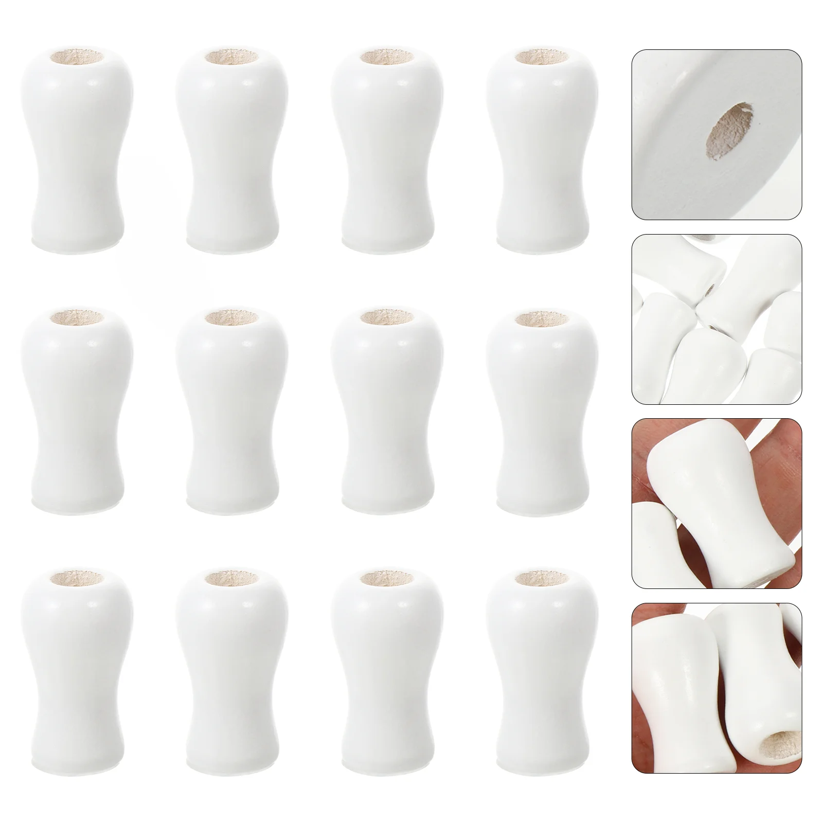 

12 Pcs Window Blind Curtain Wood Pendant Cord Pulls Drapery Knobs Accessories White Ends Drops