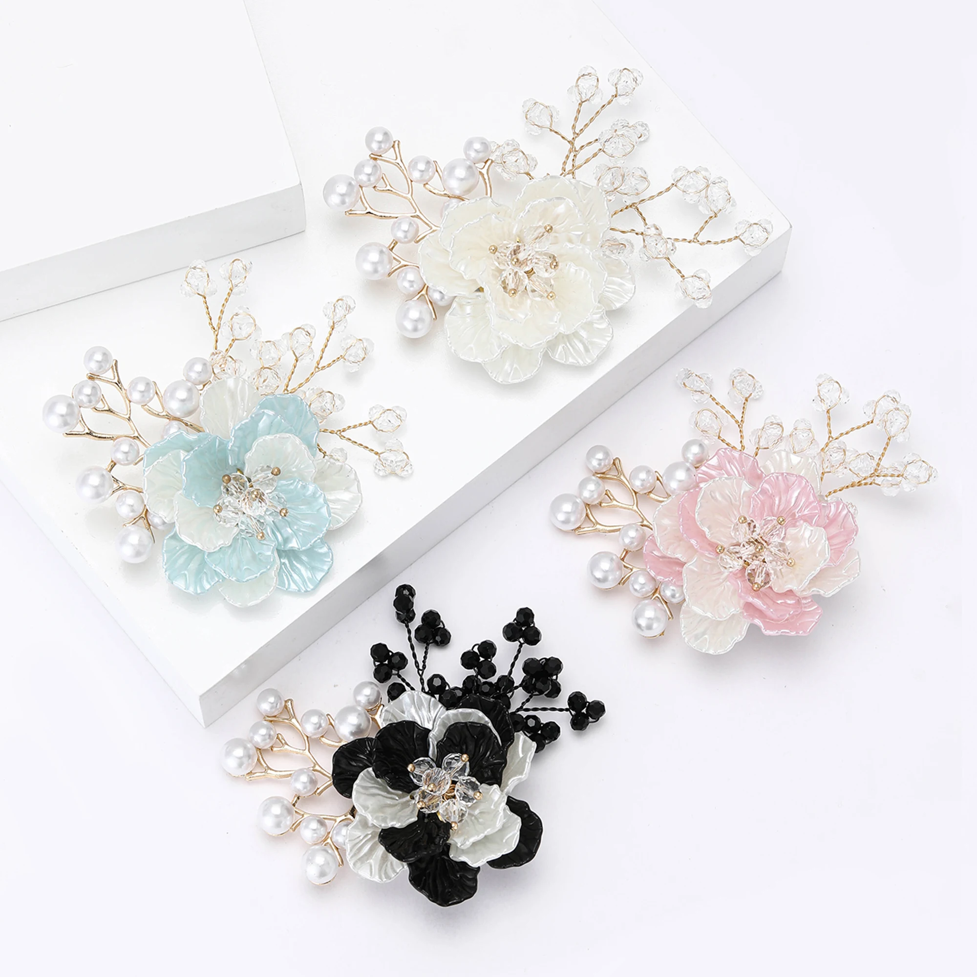 Hand Woven Resin Flower Brooches for Women Pearl Plant Pins Event Party Funny Luxury Backpack Decoration Clothes Accessories - Detail 1