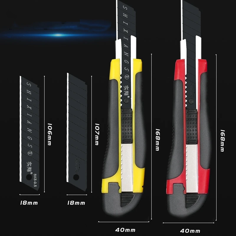 سكينة متعدّد الاستخدامات، قاطع الصناديق، تحميل ذاتي قابل للسحب مع فتحات شديدة التحمل، تغيير سريع، مقبض Tpr Pp، قطع صناديق الورق المقوى #1