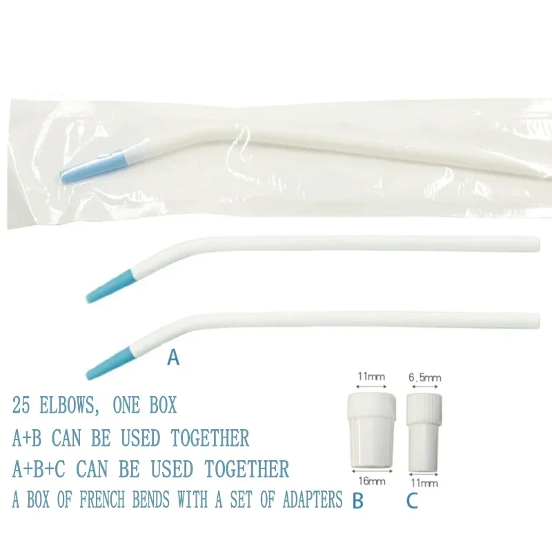 French Long Bending Tube Surgical Operations Curved Oral Straws Saliva Extraction Elbow Plastic Straws in Surgical Suction