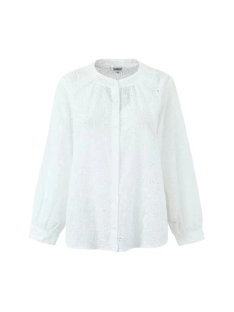 Spring Women Vintage Single Breasted White Lace Women Shorts Sets Long Sleeve Casual Party 2 Piece Set Femme Suit 6