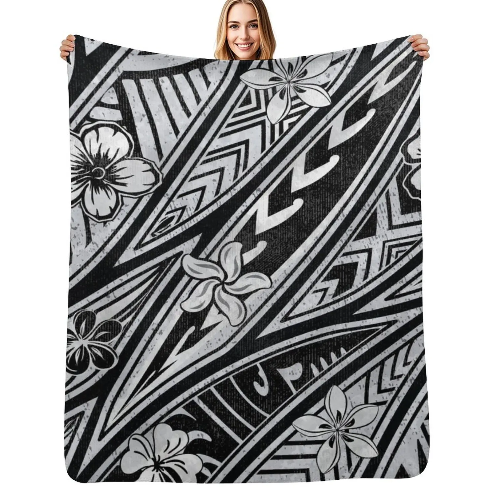 Vintage Hawaiian Tribal Floral Tattoo Design Throw Blanket Camping cosplay anime blankets ands Heavy Sofa Baby Blankets