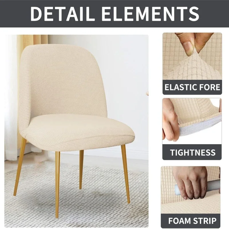 

1/2/4PC Arc Shaped Low Back Chair Cover Jacquard Stretch Slipcover Washable Dust Proof for Dining Stool Kitchen Furniture