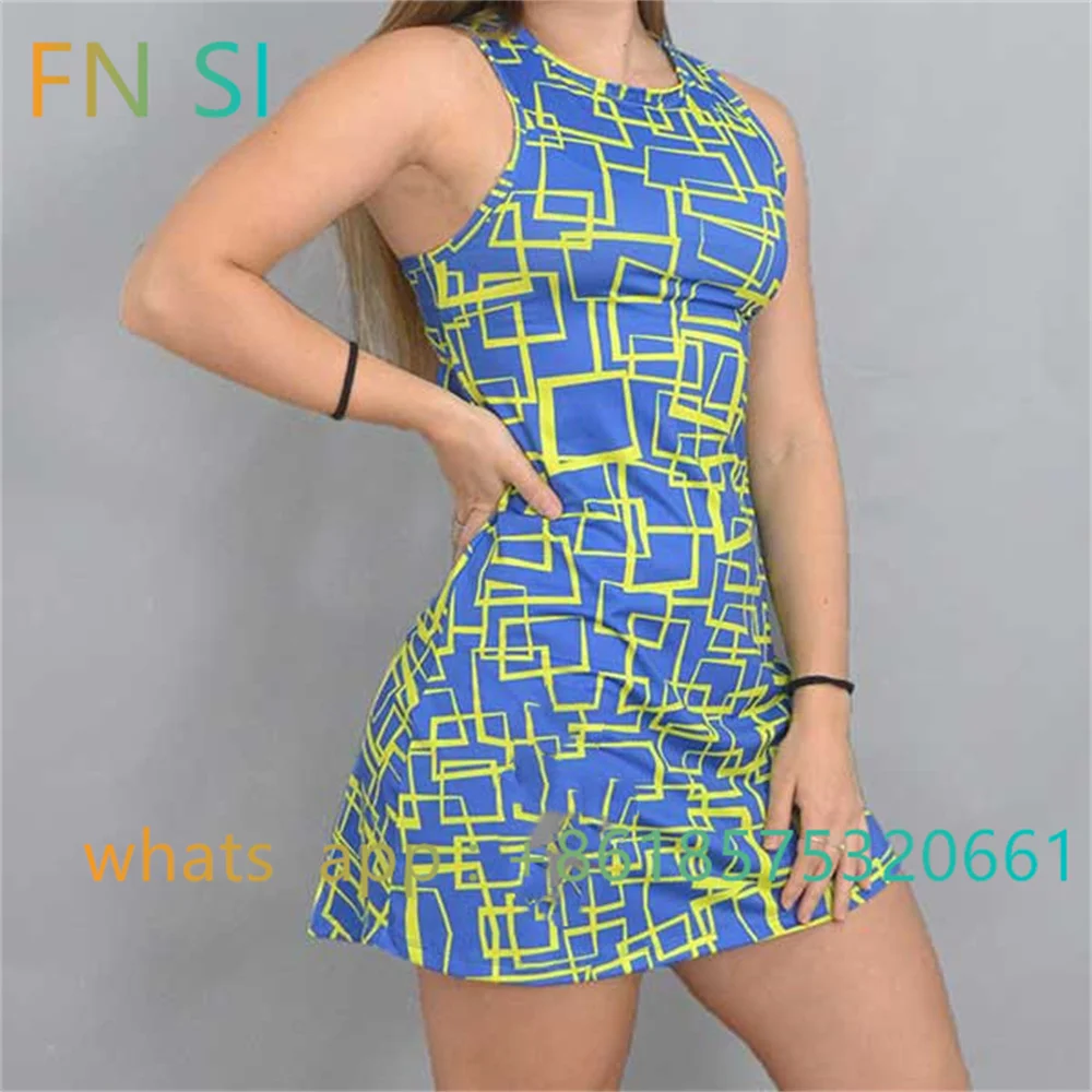 Beach Tennis Skirt Sleeveless Dress With Shorts Set Vestido De Mujer Soft High Elasticity Golf Badminton Dress Tennis Dress Suit