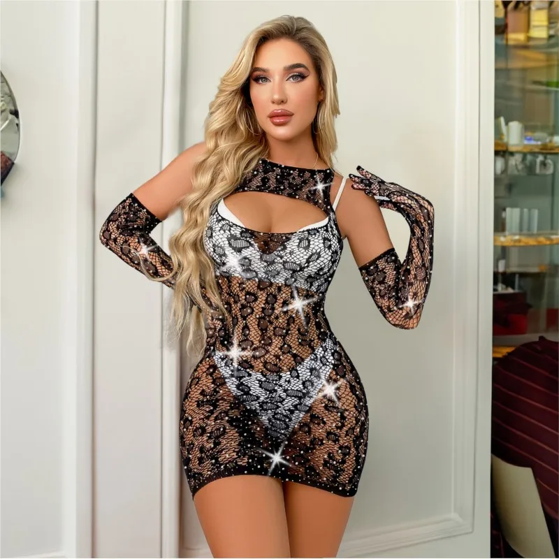 Sexy lingerie leopardo impressão apertado oco profundo v-perspectiva exposto peito sexy adulto sexy t®y xxl látex sexy feminino sex shop xxx