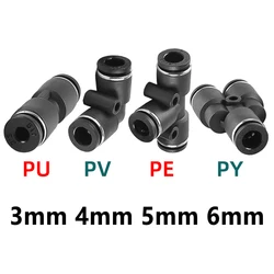 PU PV PE PY Miniature Pneumatic Quick Connector Pipe Hose 3mm 4mm 5mm 6mm Direct T-way Y-type Quick-pull Connector