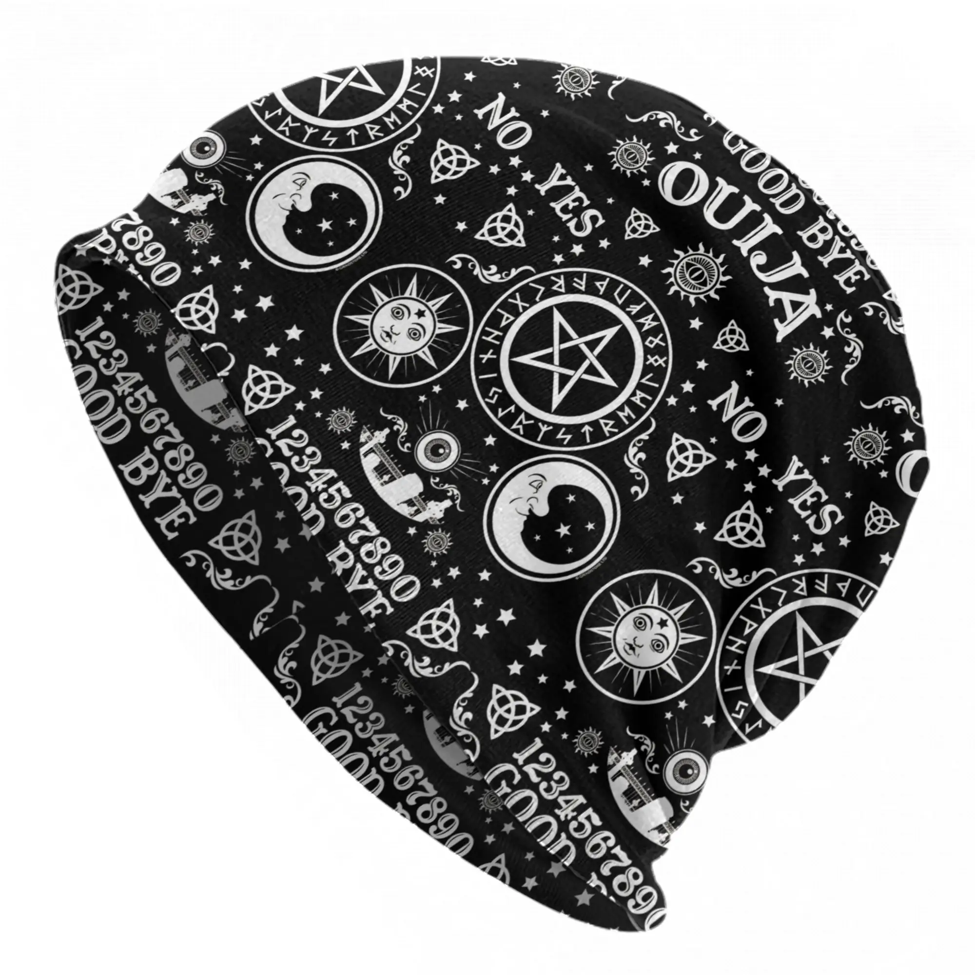 Ouija Board Bonnet Hats Autumn Winter Outdoor Skullies Beanies Hat Mystical Sun and Moon for Men Women Warm Dual-use Caps