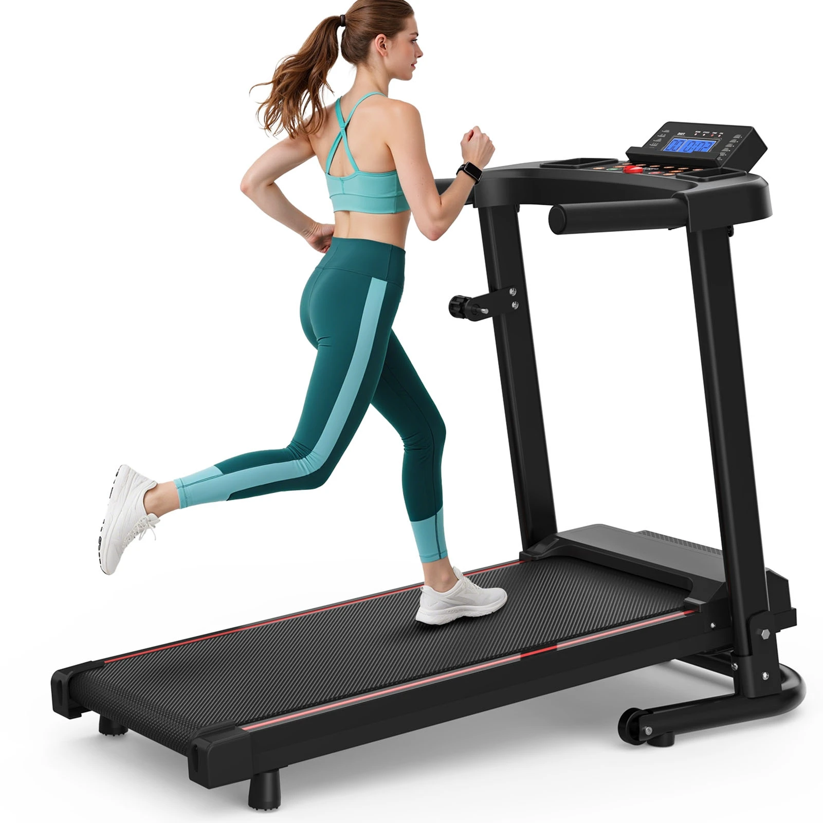 مشاية كهربائية قابلة للطي مع شاشة LED بسعة 300 رطل سعة 2.5 حصان محمولة قابلة للطي للجري للعيش #3