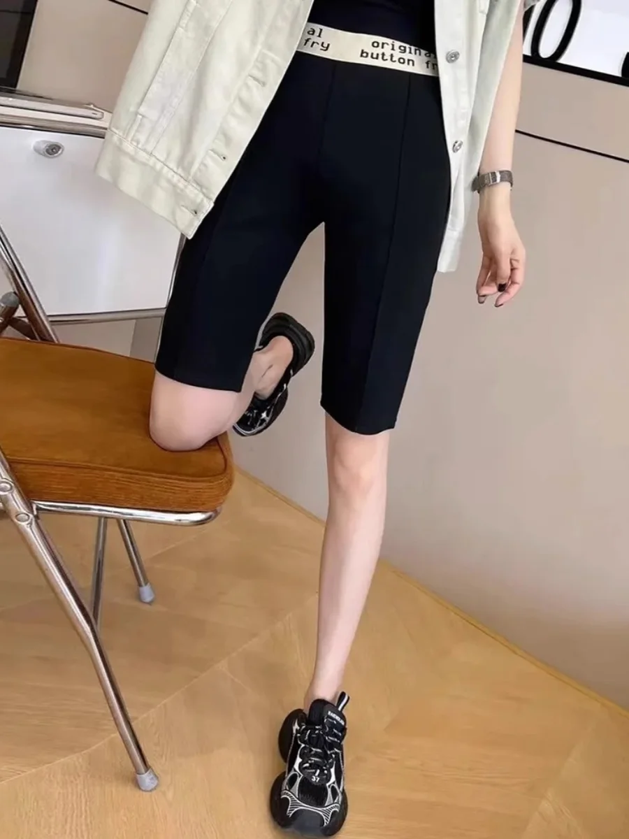 Pantalon d'équitation taille haute cinq-quarts pour femmes, début d'automne, taille élastique, jambe droite, couche de Base, orts