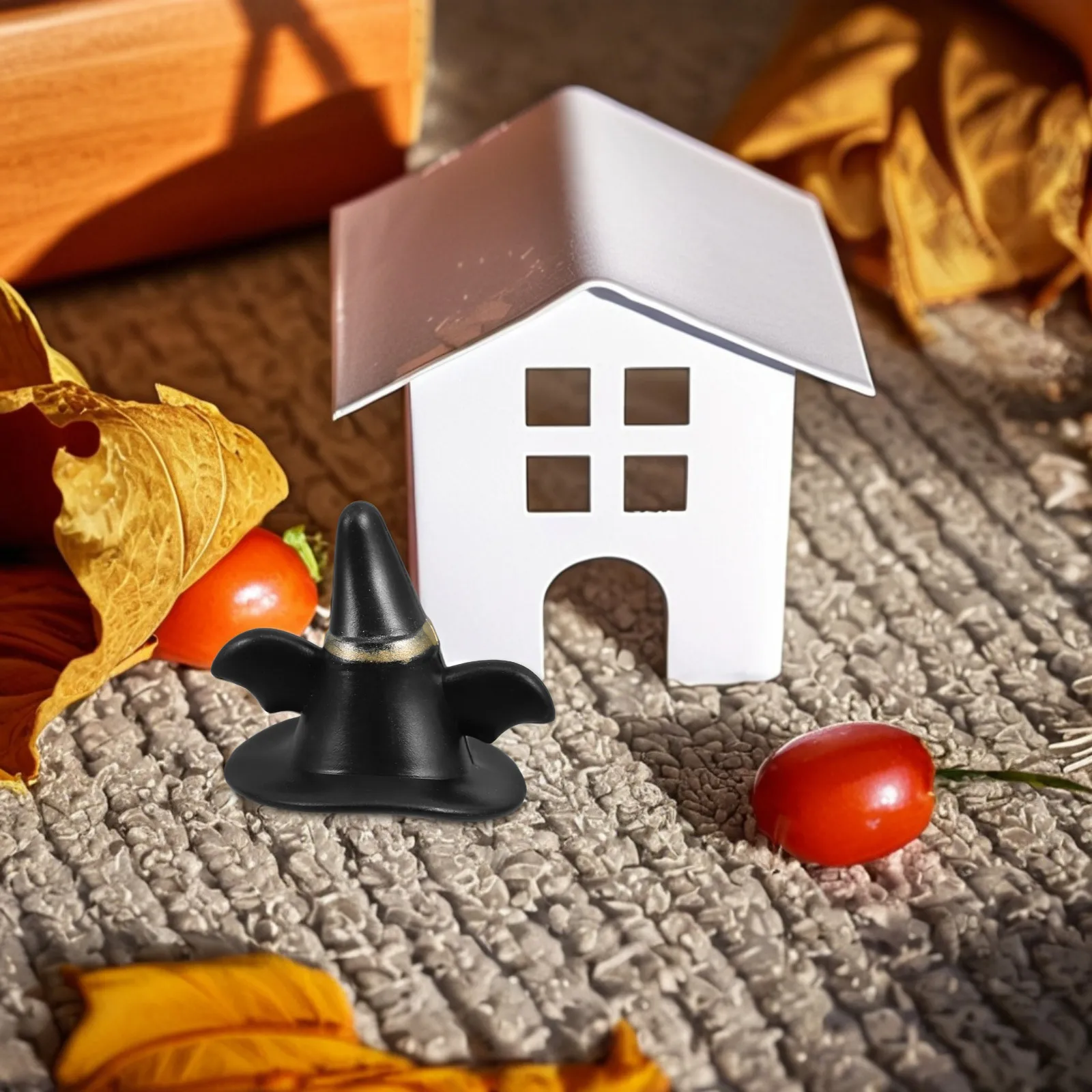 24 قطعة من القبعات السوداء المصغرة لتزيين المناظر الطبيعية المصغرة، زينة الهالوين وعيد الميلاد، قبعات محبوكة صغيرة، زخارف رجل الثلج