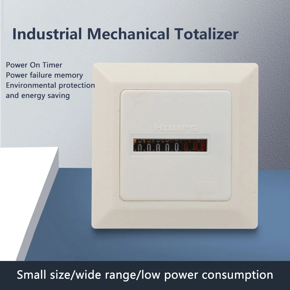 Mechanical High-precision Timer Square Electronic Hermetic Counter Digital 0-99999.9 Hour Meter Hourmeter Gauge AC220-240V 50Hz