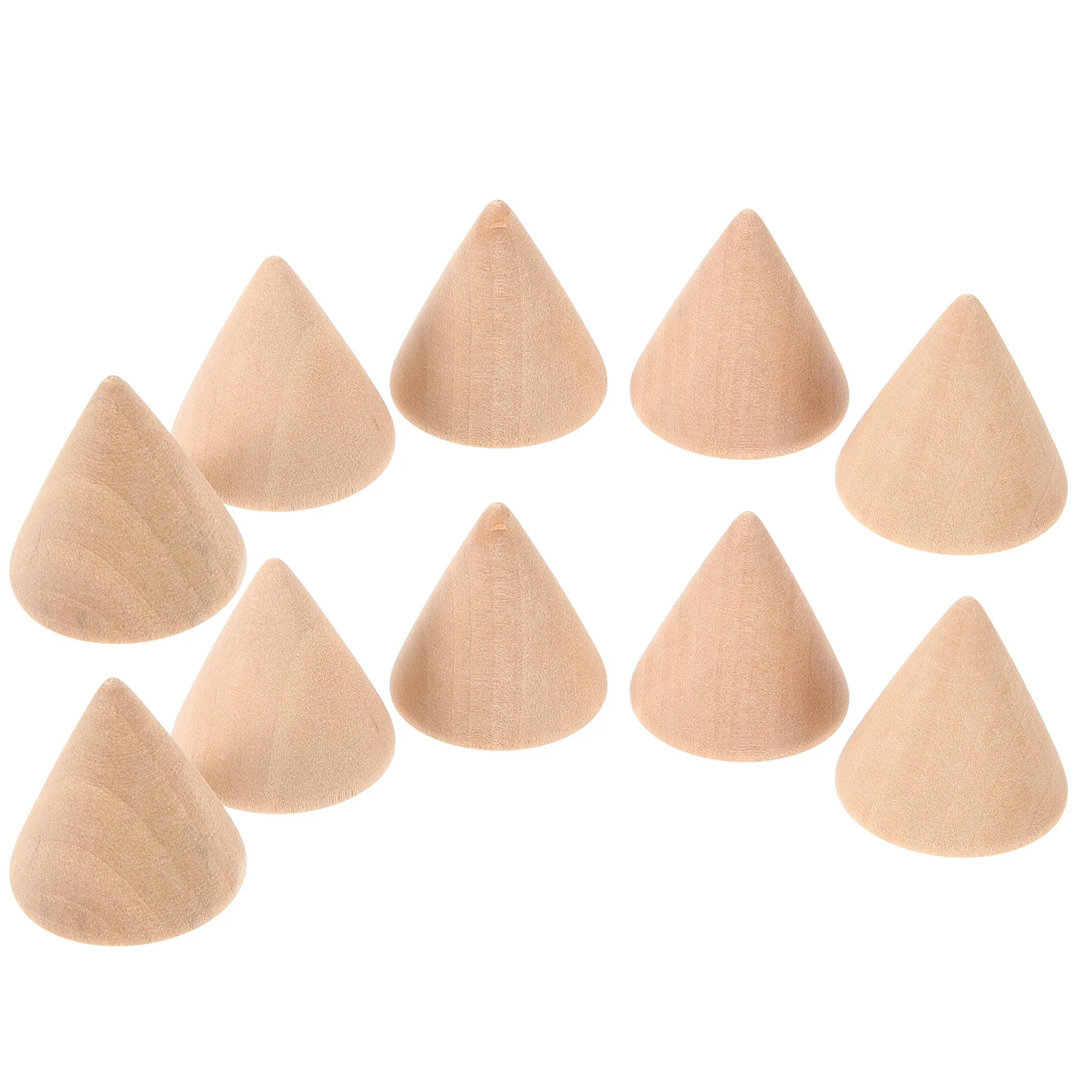 10 Pcs Small Stand Blocks Cone Ring Display Show Rack Wood DIY Craft Am Ornament Organizer