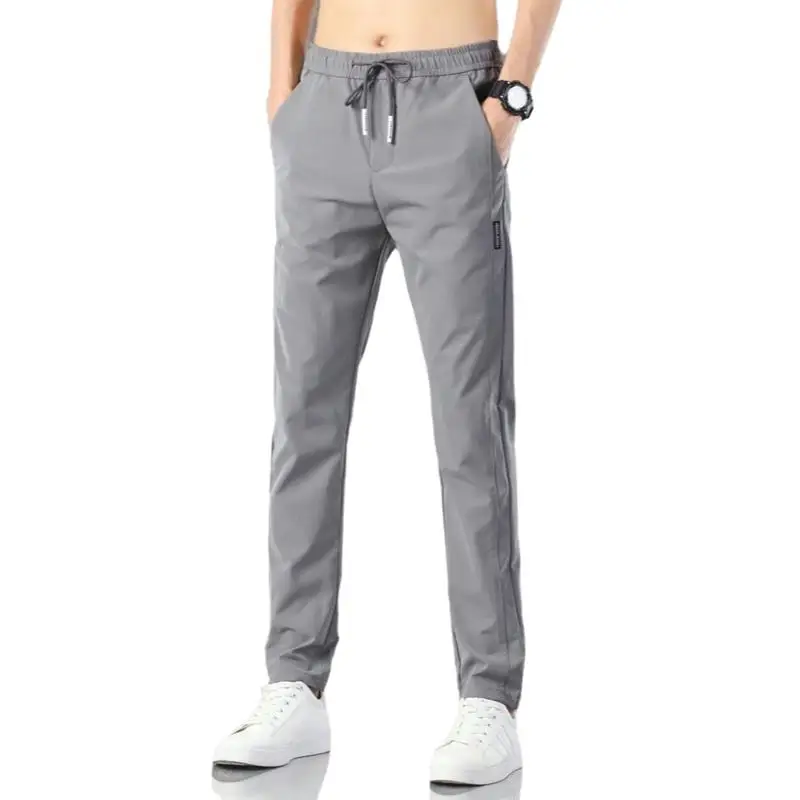 

Мужские летние повседневные брюки, свободные спортивные спортивные штаны из ледяного шелка, тонкие прямые длинные брюки для работы и отдыха