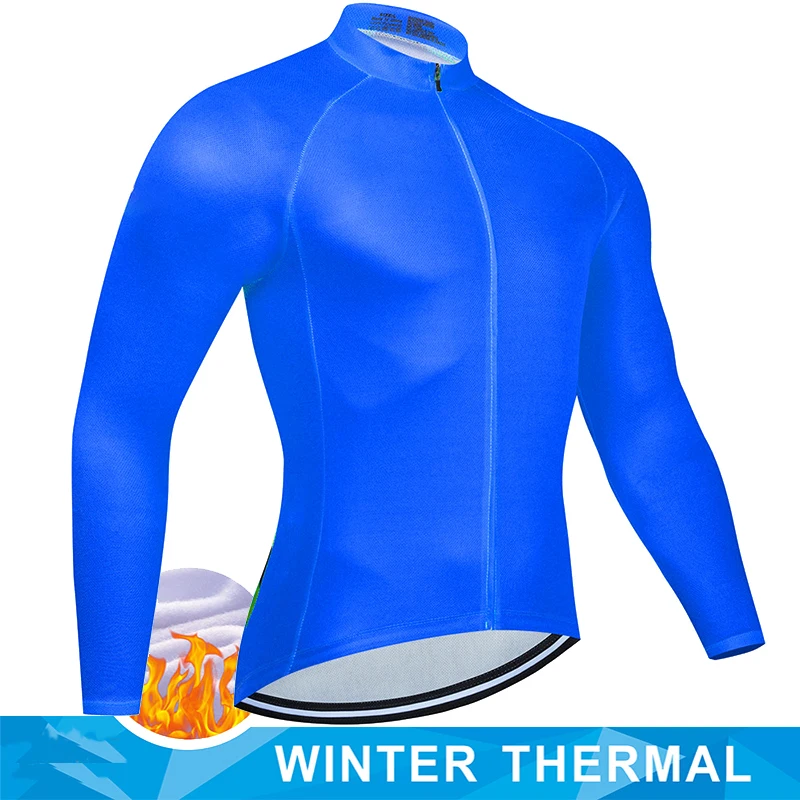 Red Men Winter Thermal Fleece Cycling Jersey Top MTB Bicycle Clothing Long Sleeve Ciclismo Outdoor Warm Cothes Road Bike Uniform