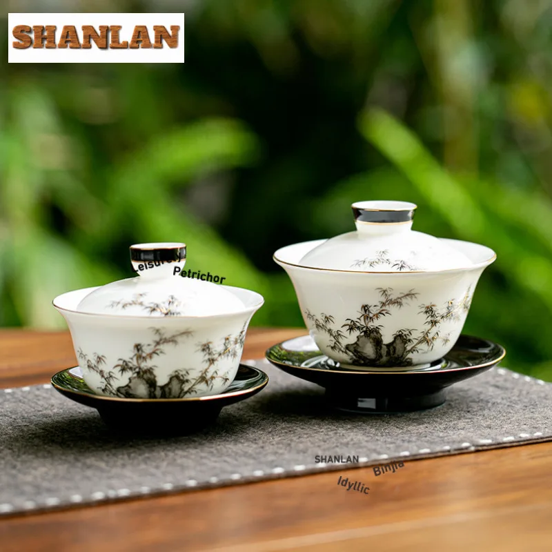

Камень Бамбук Баранина Жир Нефритовый Фарфор Гавань Бутик Чайная Варенья Чайная Чаша С Крышкой Набор Чайник Крышка Чаша Китайский Чайный Набор