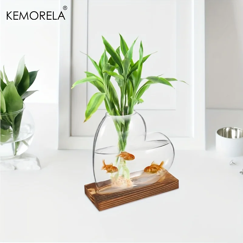 Love Hydroponic Vase 1/2PCS Green Plant Vase Transparent Wooden Container Seedling Vase Indoor Plant Desktop Water Bottle