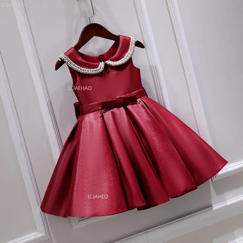 Kids Girls Party Dress Tutu Princess Gown Flower Girl Costume Children Pageant Host First Birthday Wedding Performance Outfit